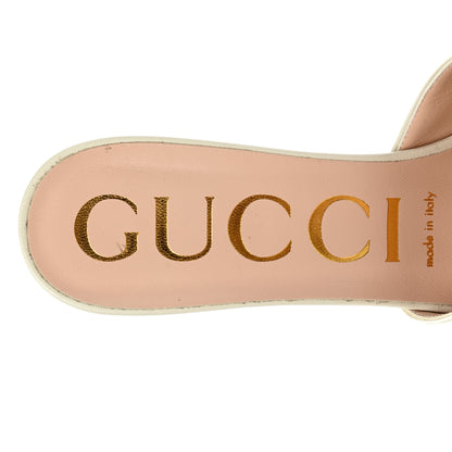 Gucci Malaga Kid Zumi Mid Heel Slide Sandals 39 Dusty White 7 of 11