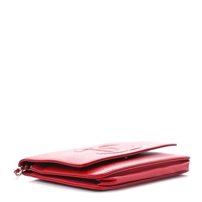 Chanel Caviar Timeless CC Wallet on Chain WOC Red 4 of 13