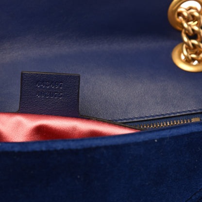 Gucci Velvet Matelasse Small GG Marmont Shoulder Bag Cobalt Blue 7 of 15