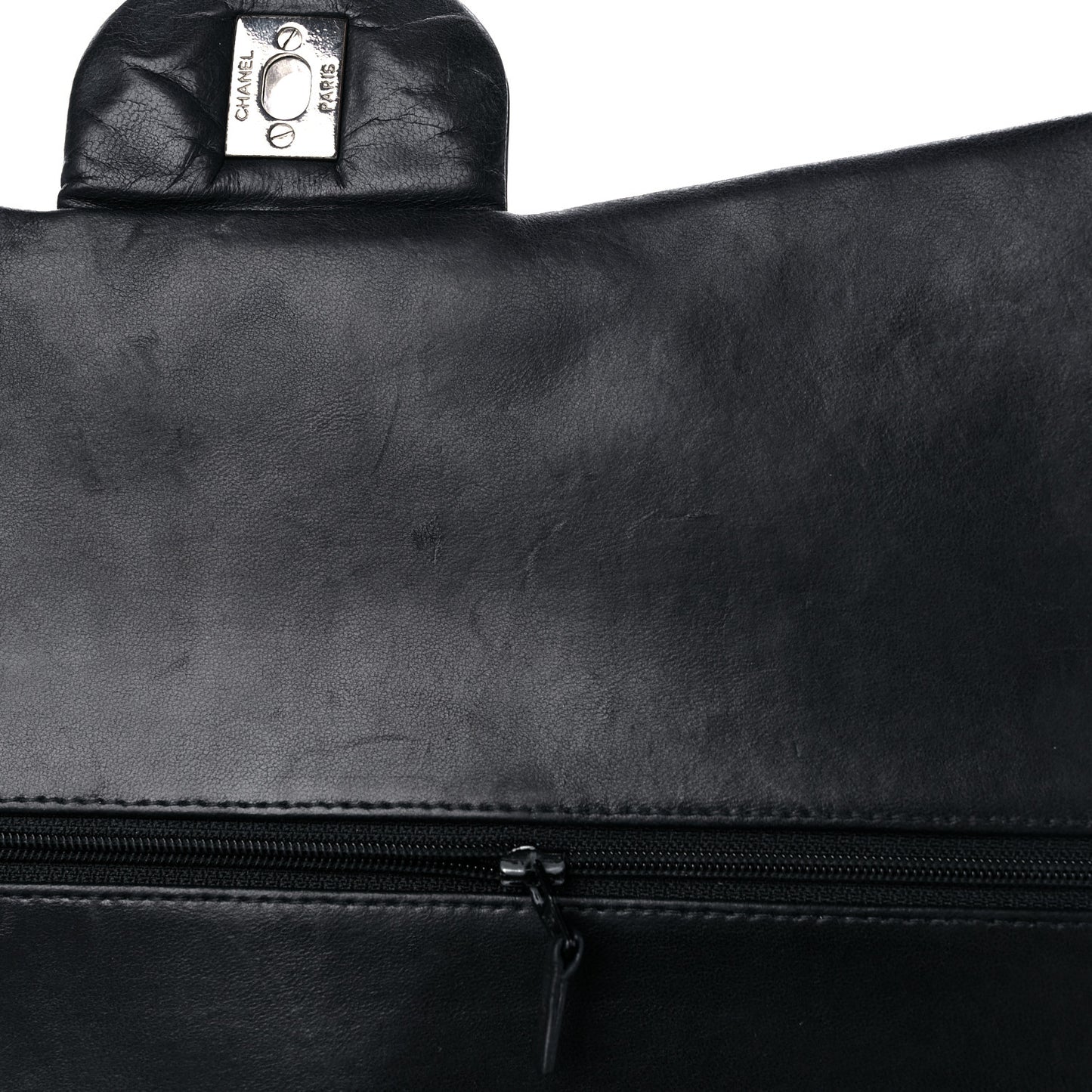Patent Quilted Maxi Double Flap Black