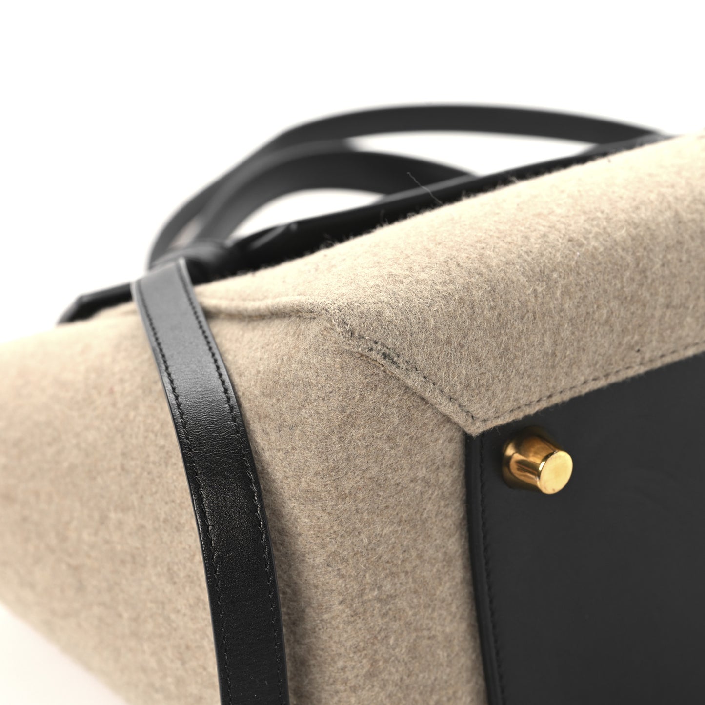 Felt Smooth Calfskin Mini Belt Bag Beige