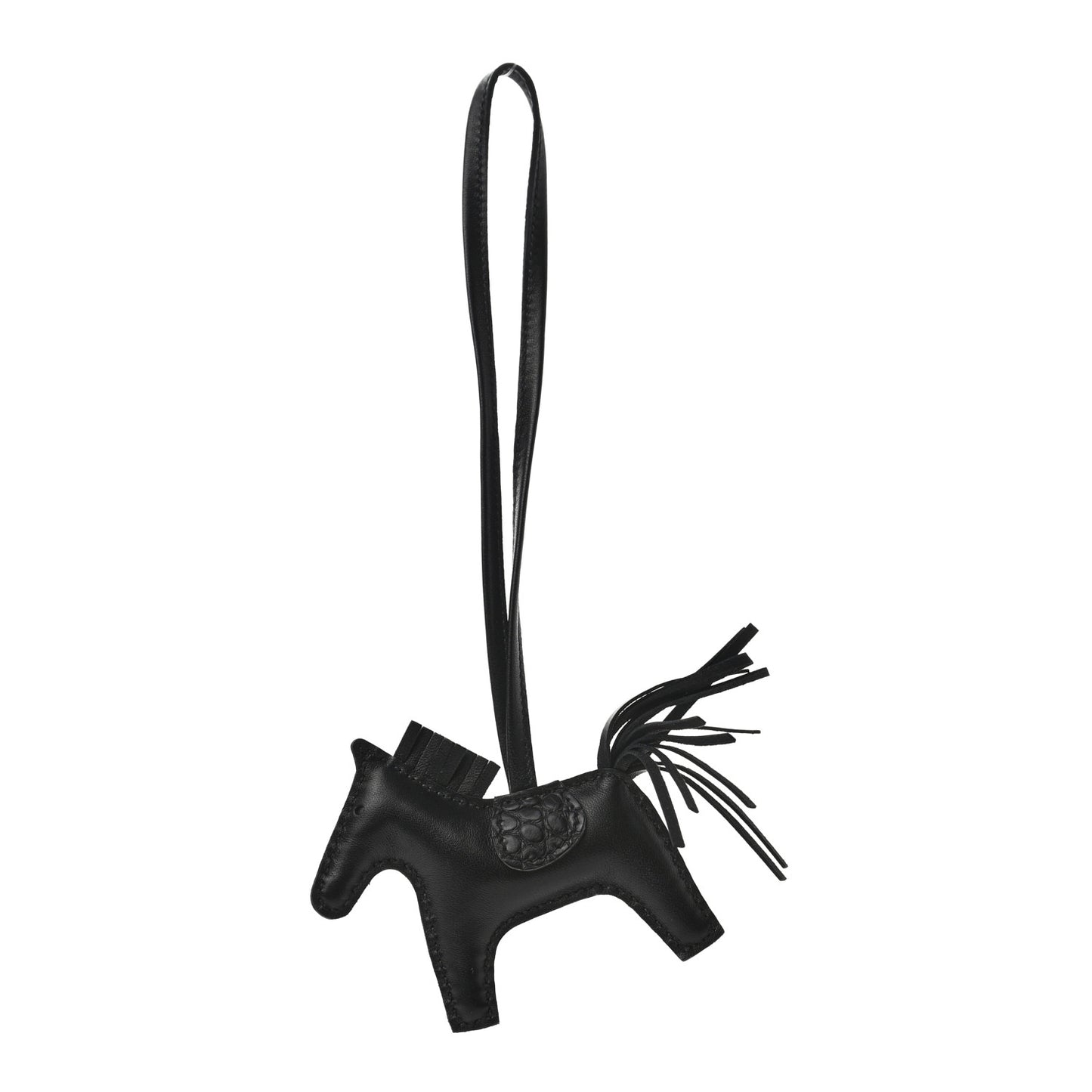 Milo Lambskin Matte Alligator Touch Grigri Rodeo Horse Bag Charm PM So Black