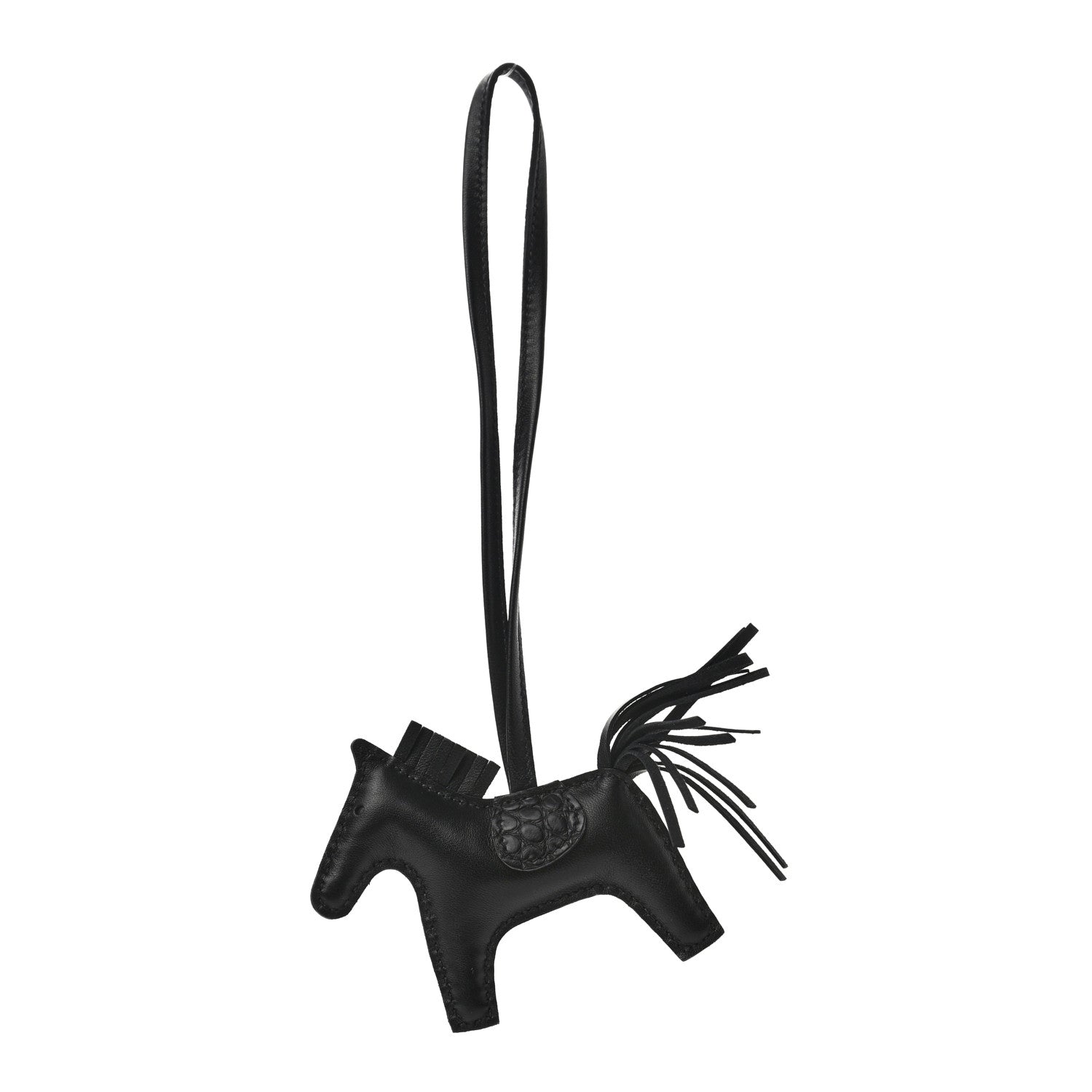 Hermes Milo Lambskin Matte Alligator Touch Grigri Rodeo Horse Bag Charm PM So Black 1 of 4