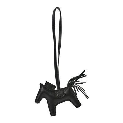 Hermes Milo Lambskin Matte Alligator Touch Grigri Rodeo Horse Bag Charm PM So Black 1 of 4