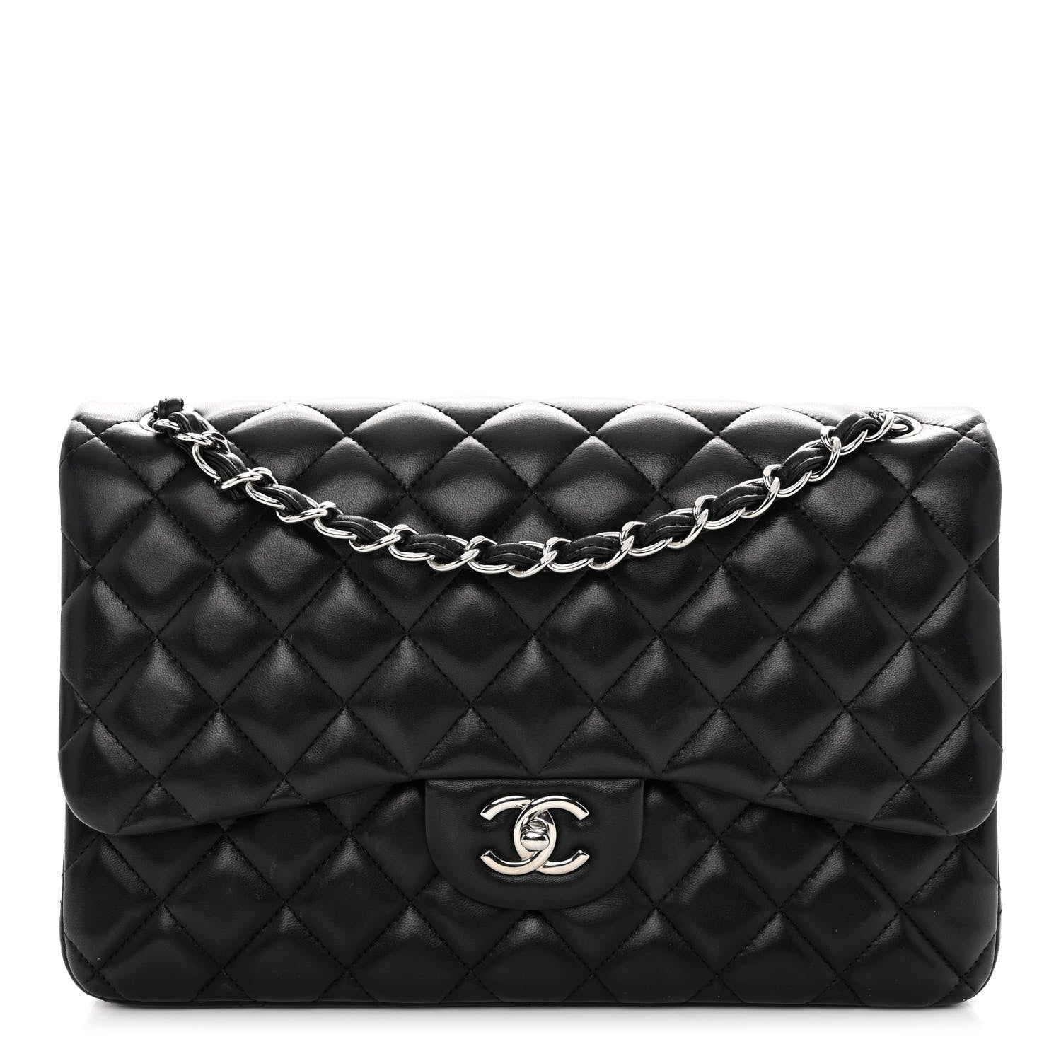 Chanel Lambskin Quilted Jumbo Double Flap Black 1 of 11