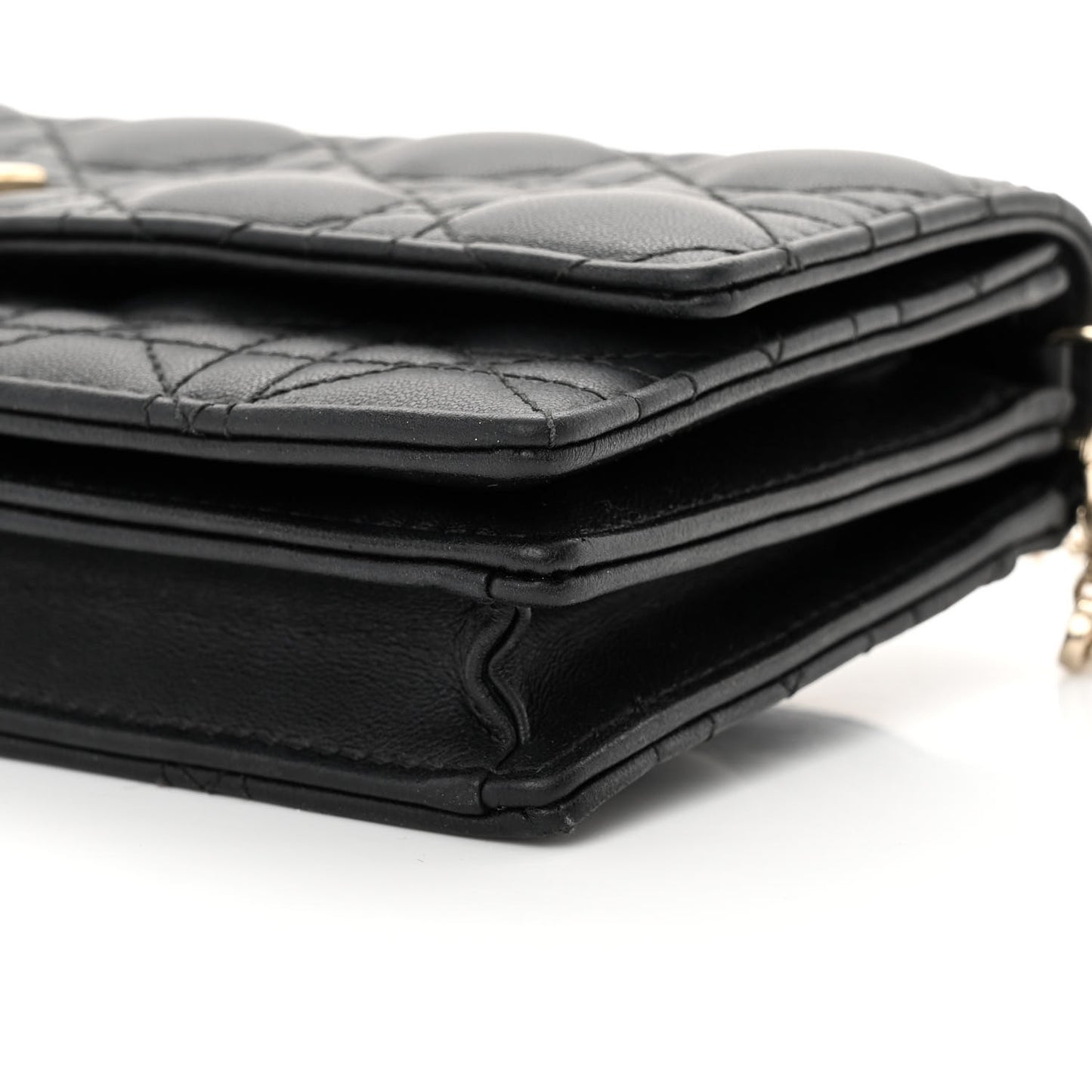 Lambskin Lady Dior Top Handle Clutch Black