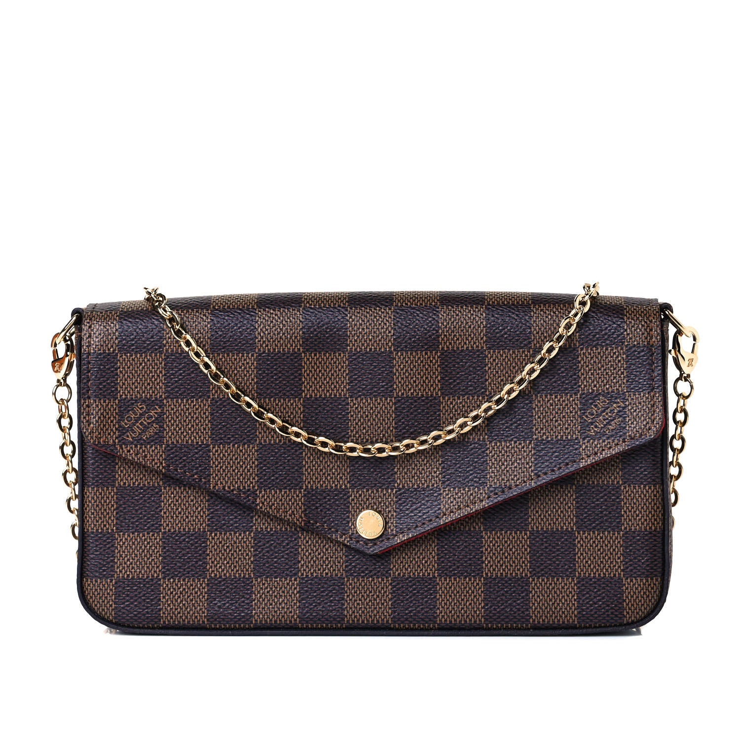 Louis Vuitton Damier Ebene Pochette Felicie Chain Wallet 1 of 8