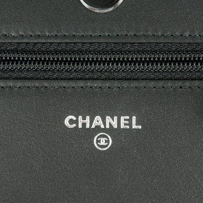 Chanel Calfskin Painted Chevron Embossed Boy Wallet On Chain WOC Black 6 of 8
