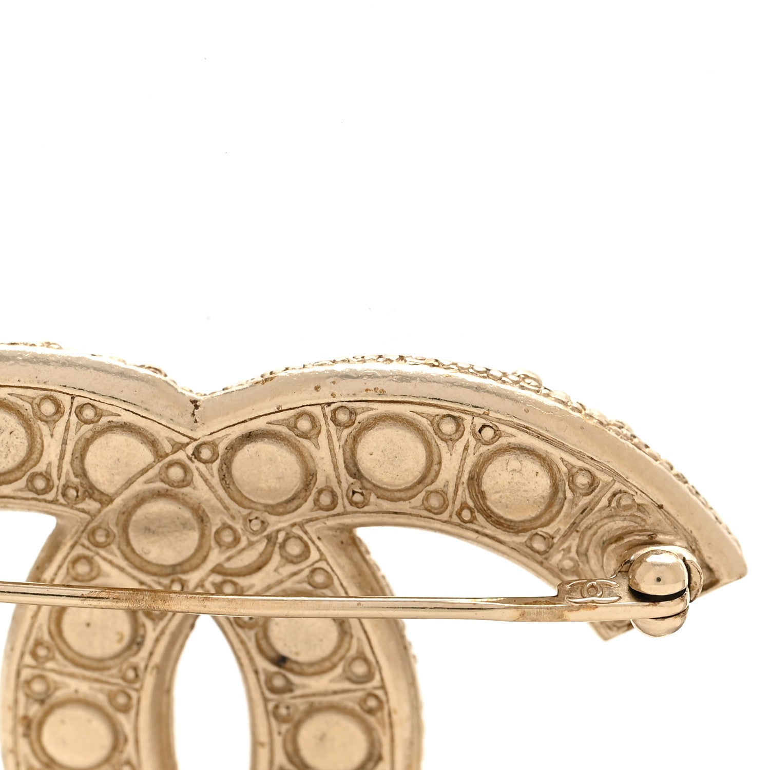 Chanel Metal Crystal Graduated Pearl CC Brooch Gold 5 of 6