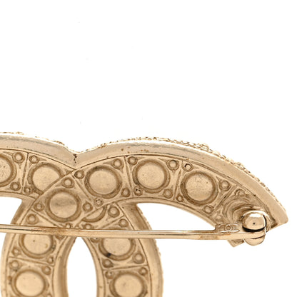 Chanel Metal Crystal Graduated Pearl CC Brooch Gold 5 of 6
