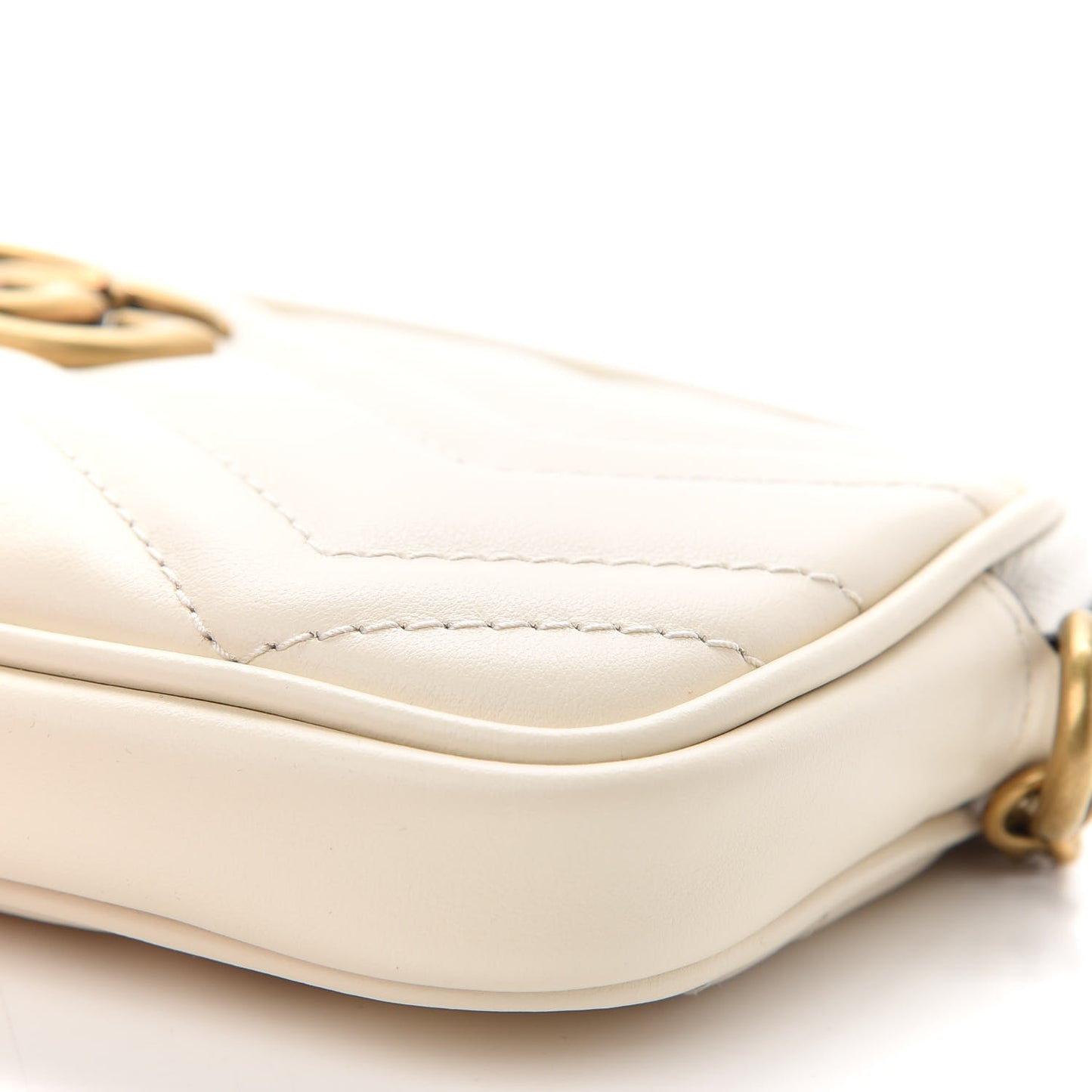 Calfskin Matelasse Mini GG Marmont Chain Crossbody Bag White