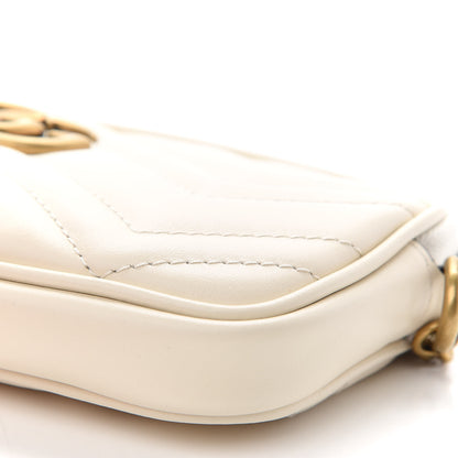 Gucci Calfskin Matelasse Mini GG Marmont Chain Crossbody Bag White 9 of 9
