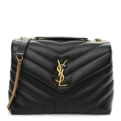 Saint Laurent Calfskin Y Quilted Monogram Small Loulou Chain Satchel Black 1 of 10