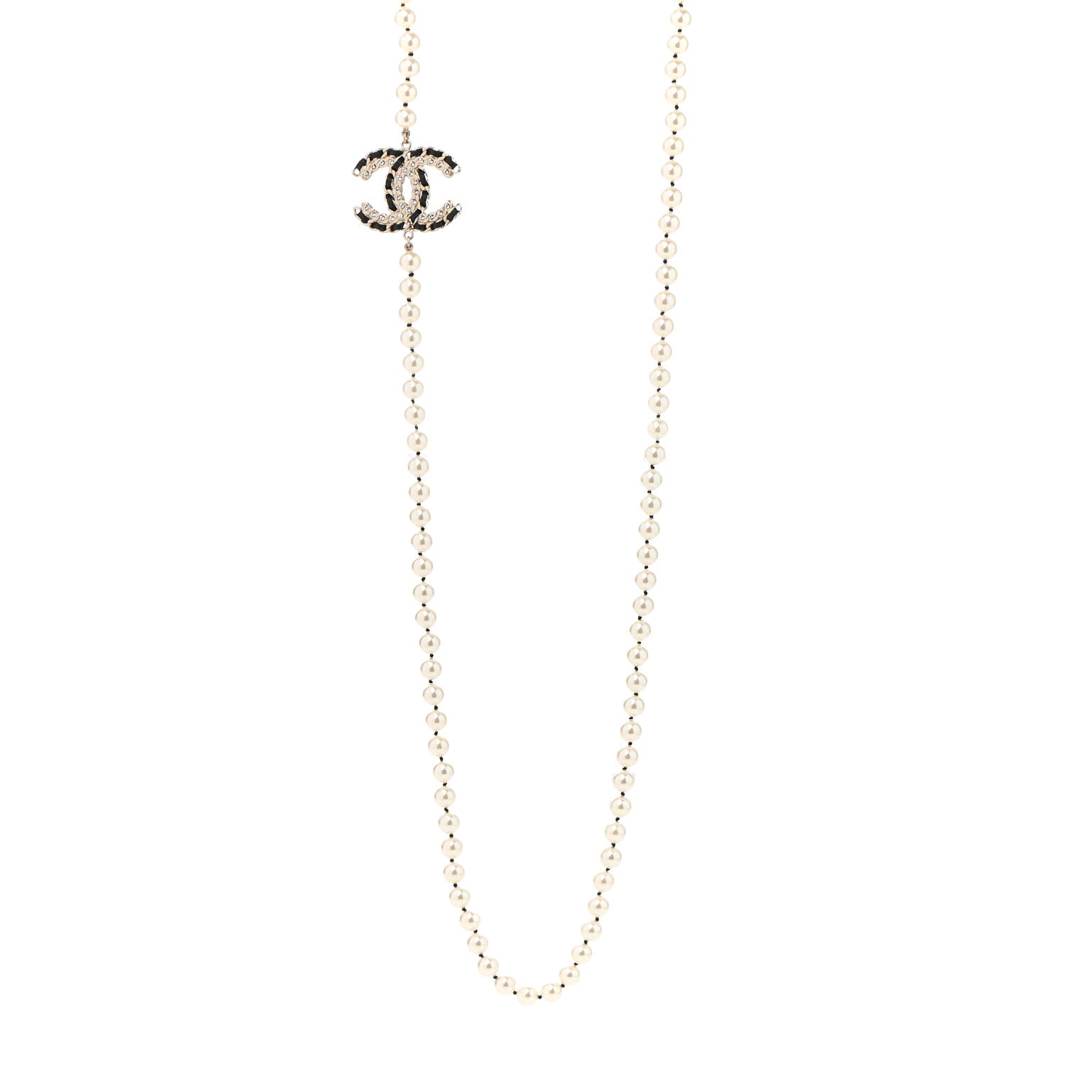 Chanel Pearl Lambskin CC Vintage Allure Necklace Gold 1 of 7