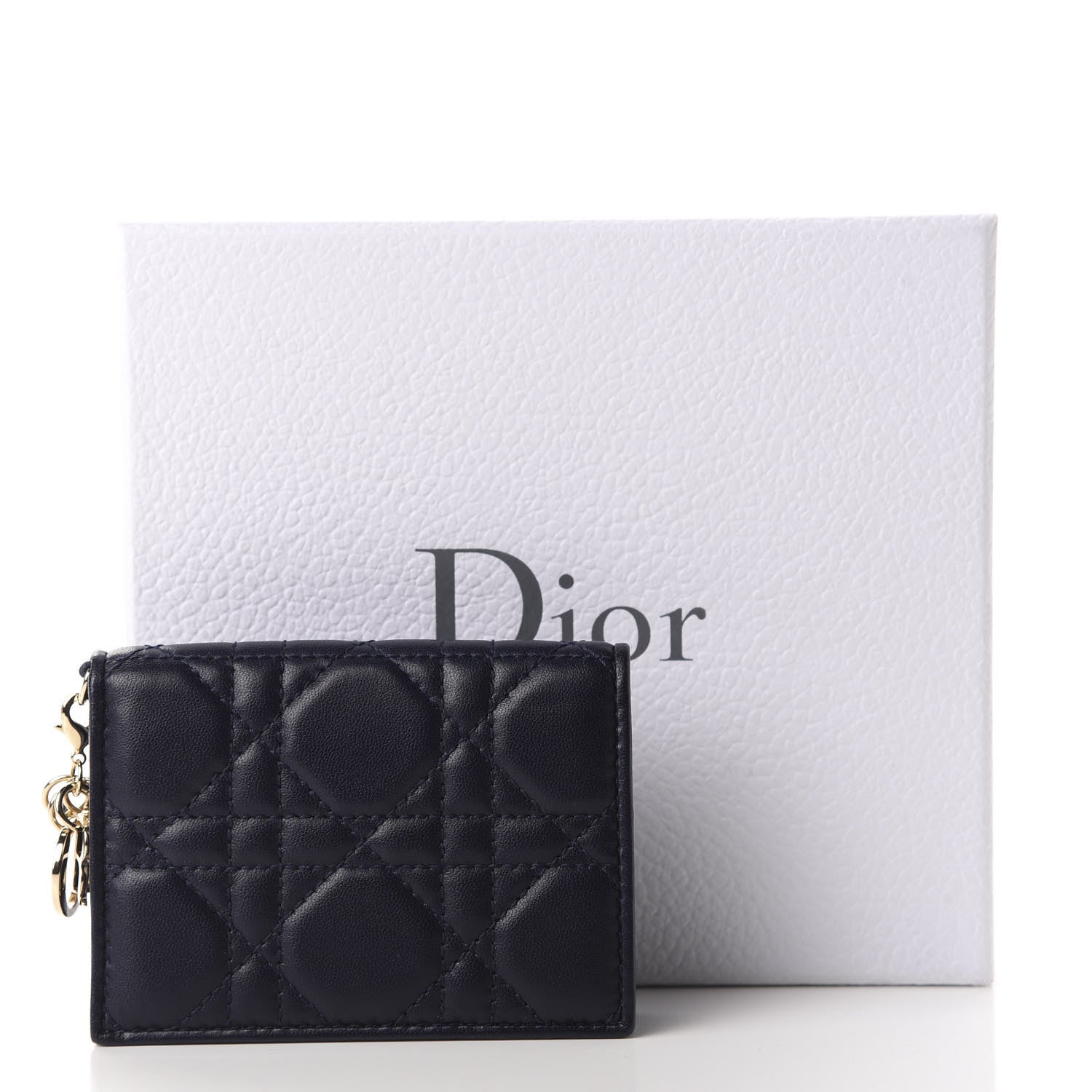 Christian Dior Lambskin Cannage Small Lady Dior Flap Card Holder Indigo 8 of 8