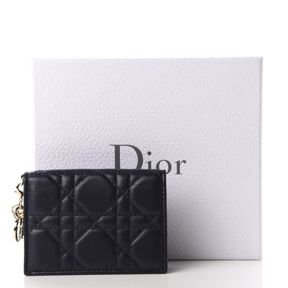 Christian Dior Lambskin Cannage Small Lady Dior Flap Card Holder Indigo 8 of 8