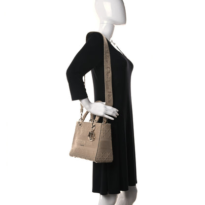 Christian Dior Canvas Embroidered Medium Lady D-Lite Beige 2 of 19