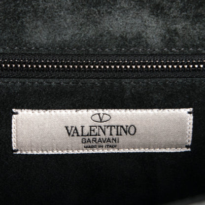Valentino Garavani Pebbled Calfskin Star Studded Medium Lock Flap Black 6 of 6