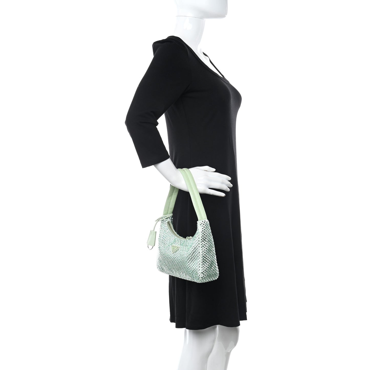 Satin Crystal Mini Re-Edition 2000 Bag Acqua