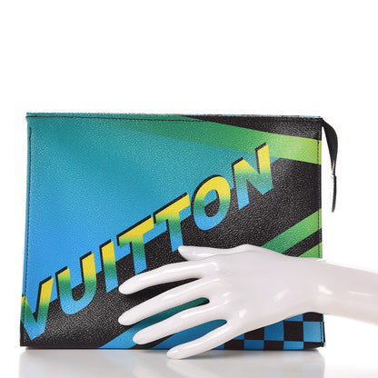 Louis Vuitton Damier Race Toiletry Pouch 26 Blue Vert 2 of 8