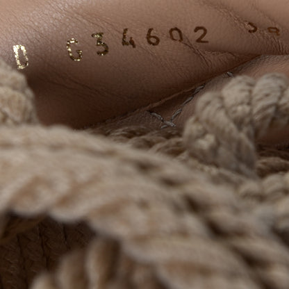 Chanel Cord Lambskin Quilted Logo Sandals 38 Beige 8 of 10