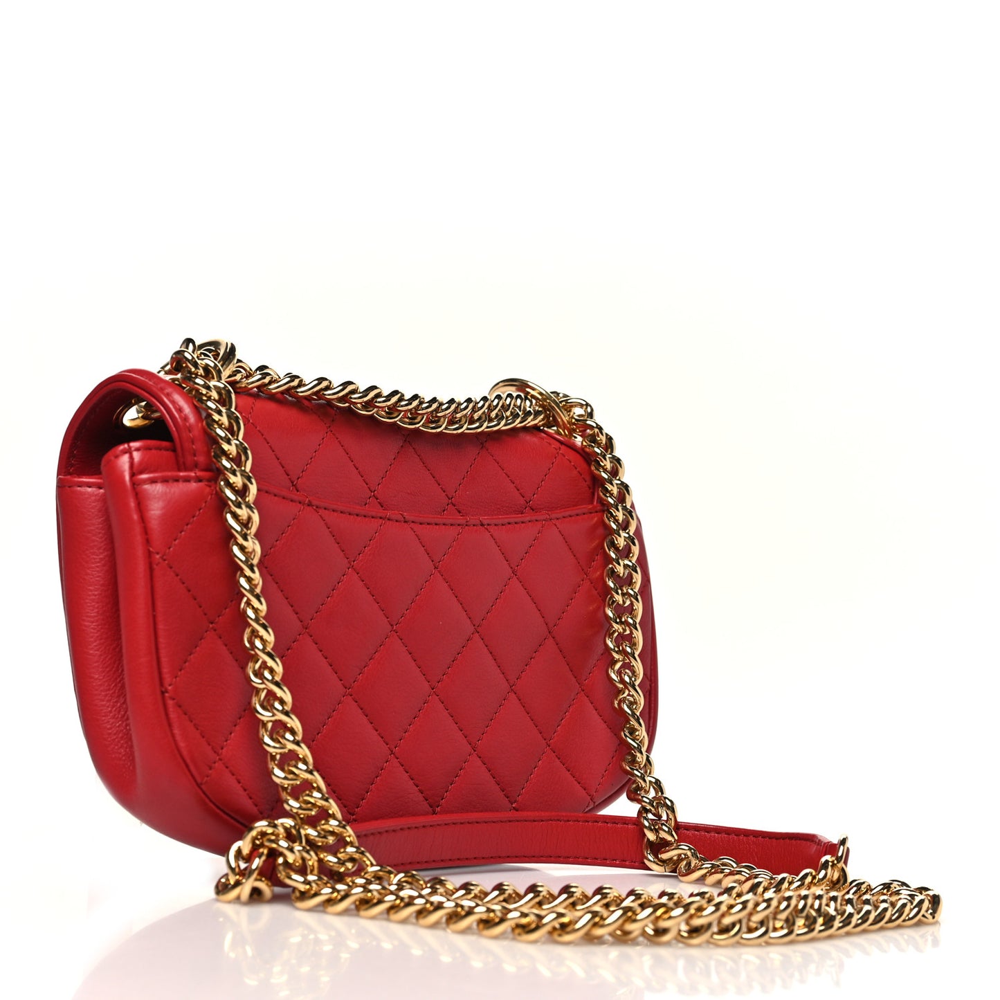 Calfskin Quilted Small Underline Flap Red