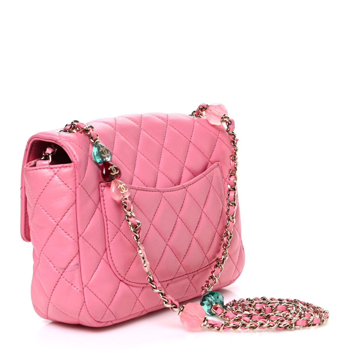 Chanel Lambskin Enamel Quilted Small Candy Hearts Flap Pink 3 of 11