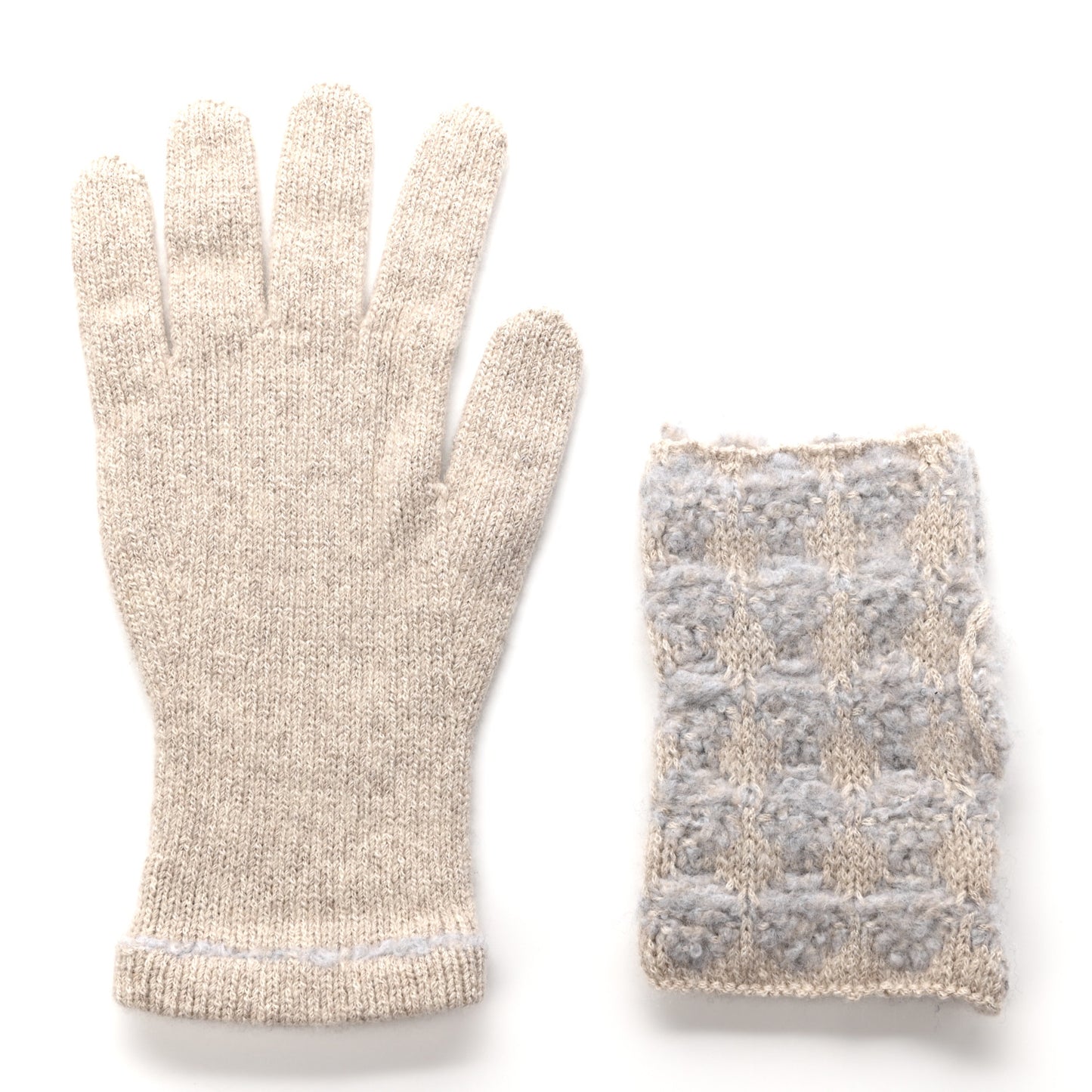Cashmere Silk CC Gloves Beige Grey