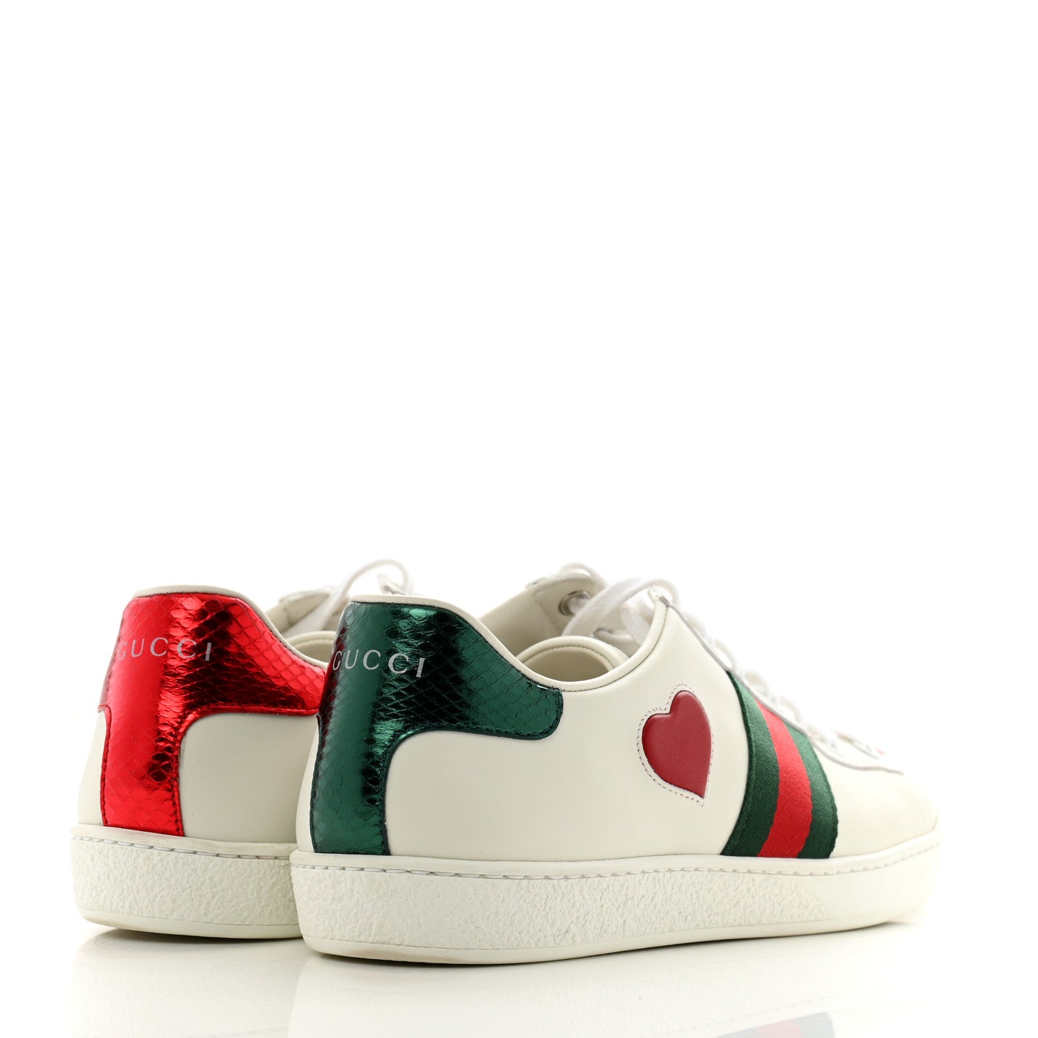 Gucci Calfskin Web Heart Embroidered Womens Ace Sneakers 38 White 5 of 12