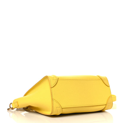 Celine Drummed Calfskin Nano Luggage Citron 3 of 9