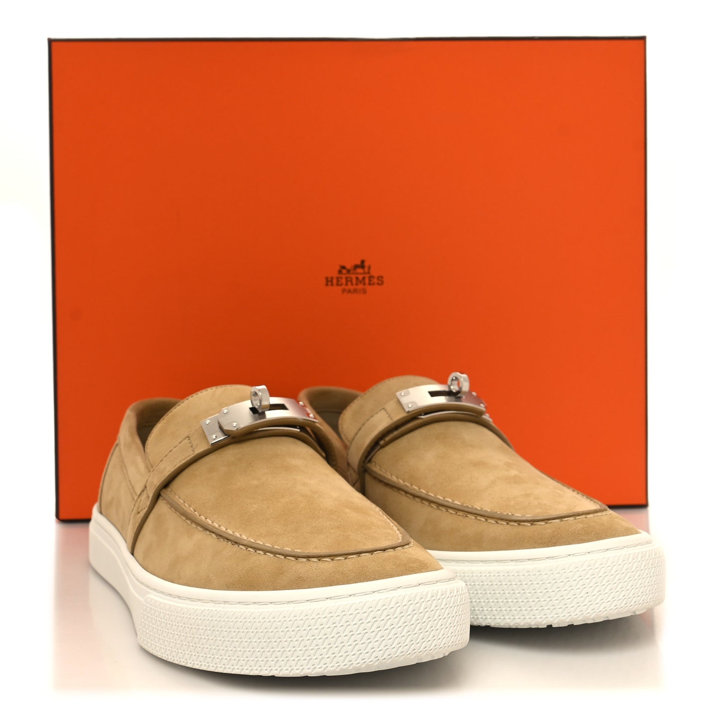 Suede Calfskin Mens Game Slip On Sneakers 42 Beige Albâtre