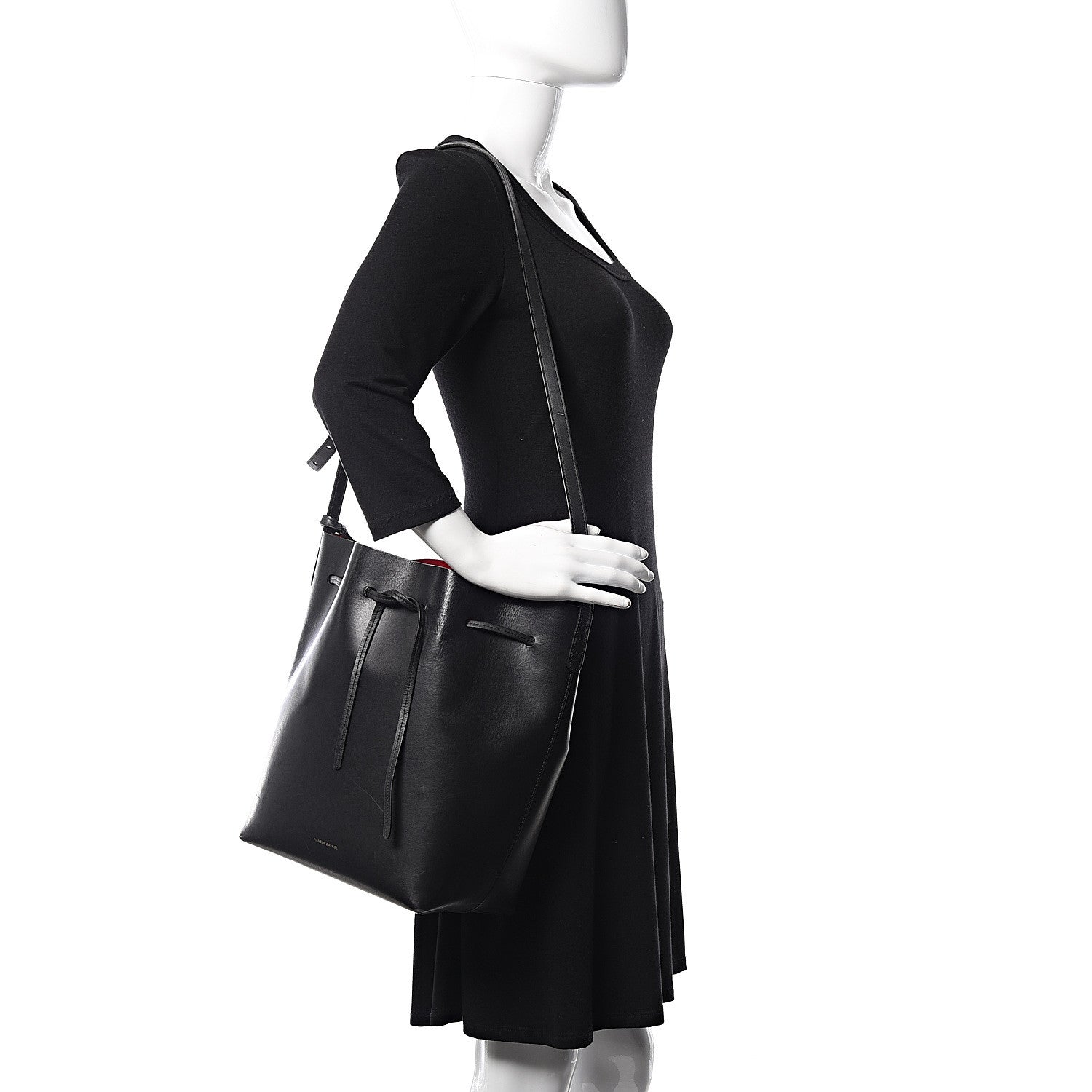 Mansur Gavriel Vegetable Tanned Calfskin Bucket Bag Black Flamma 2 of 18
