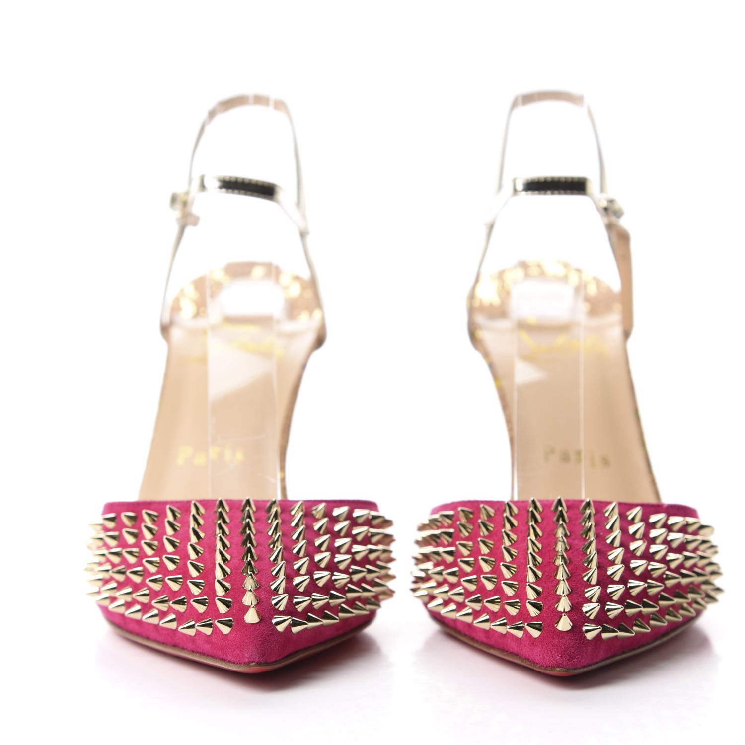 Christian Louboutin Suede Lame Cork Baila Spike 100 Pumps 37.5 Rosa 2 of 9