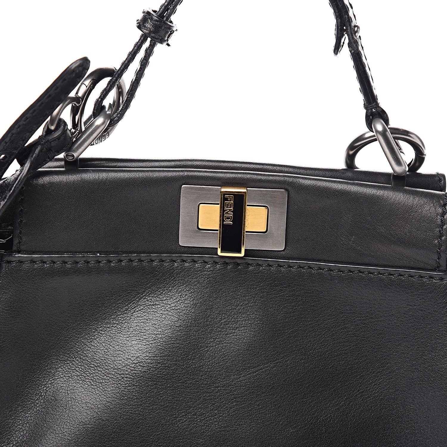 Fendi Vitello Saddle Mini Peekaboo Iconic Satchel Black 12 of 12