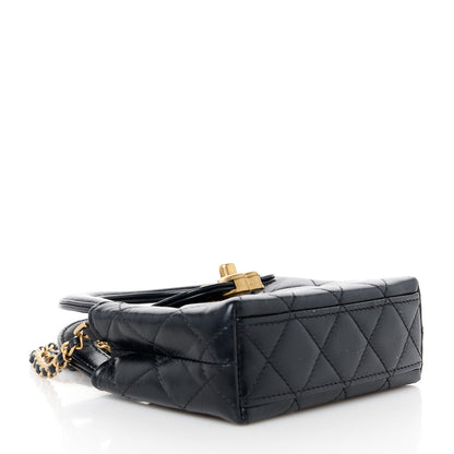 Chanel Shiny Aged Calfskin Quilted Mini Nano Kelly Shopper Black 4 of 11