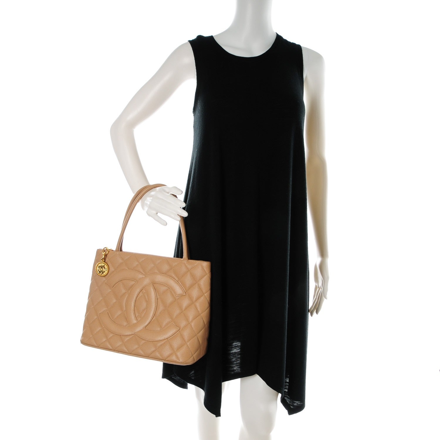 Chanel Caviar Quilted Medallion Tote Beige 2 of 8