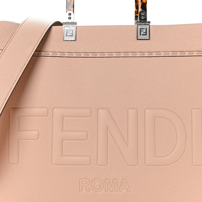 Fendi Vitello Cher Plexiglass Logo Debossed Medium Fendi Sunshine Shopper Tote Light Rose 7 of 9