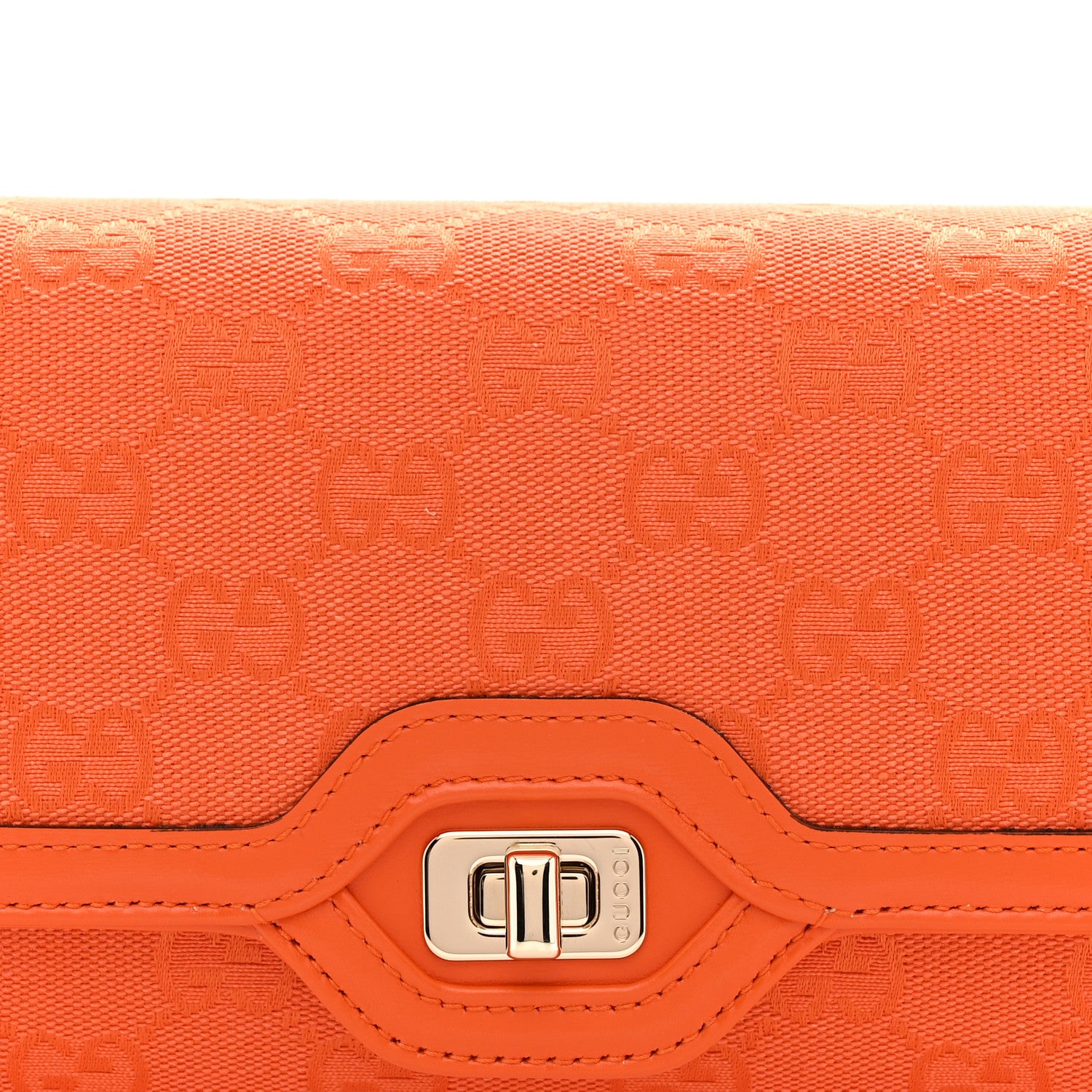 Gucci GG Monogram Textured Dollar Calfskin Small Luce Shoulder Bag Orange 8 of 10