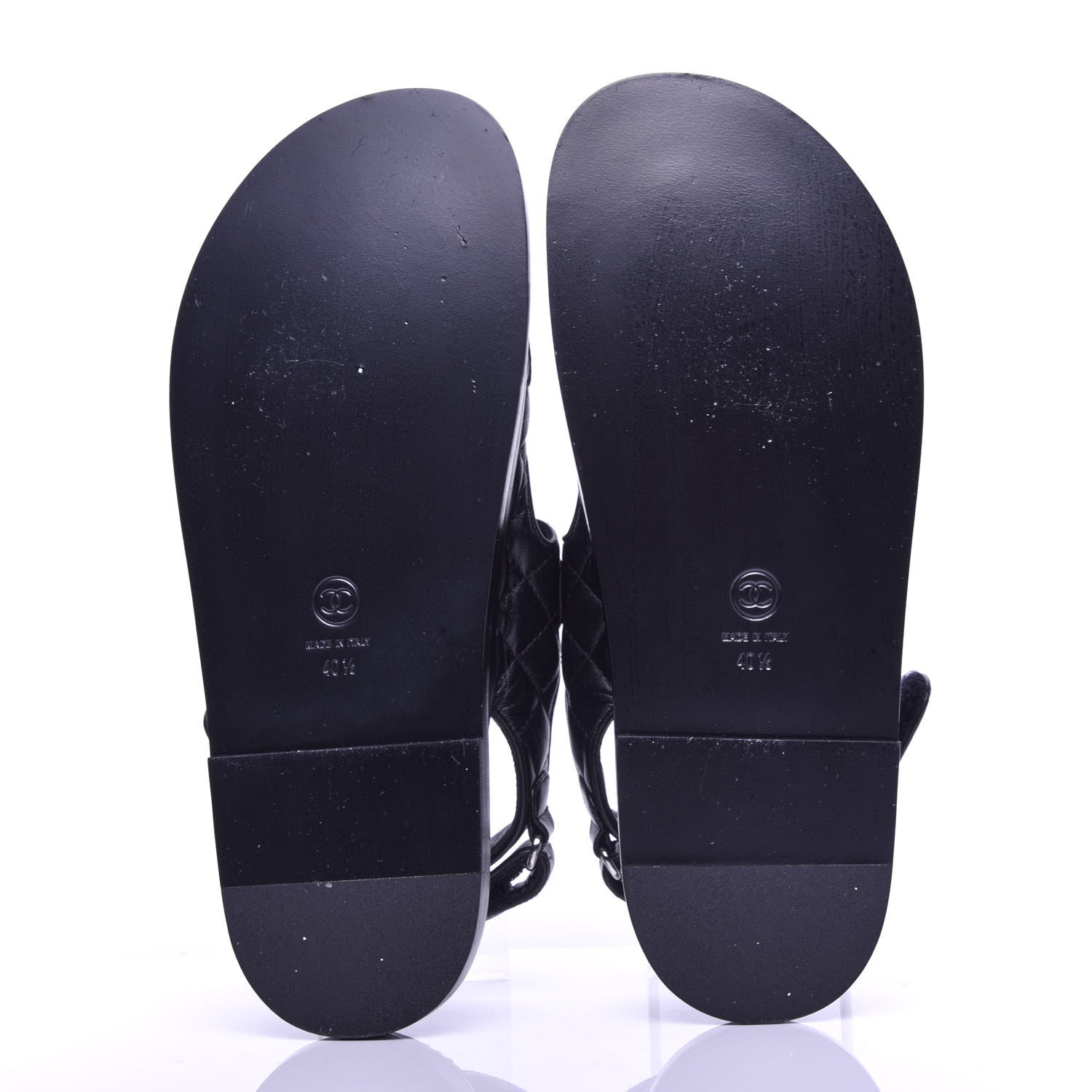 Chanel Lambskin Velcro Dad Sandals 40.5 Black 6 of 10