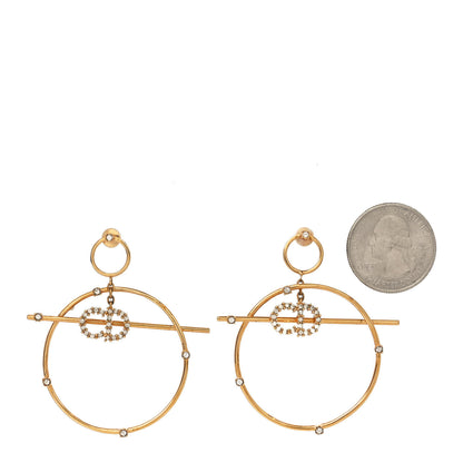 Christian Dior Crystal Hoop Earrings Gold 2 of 3