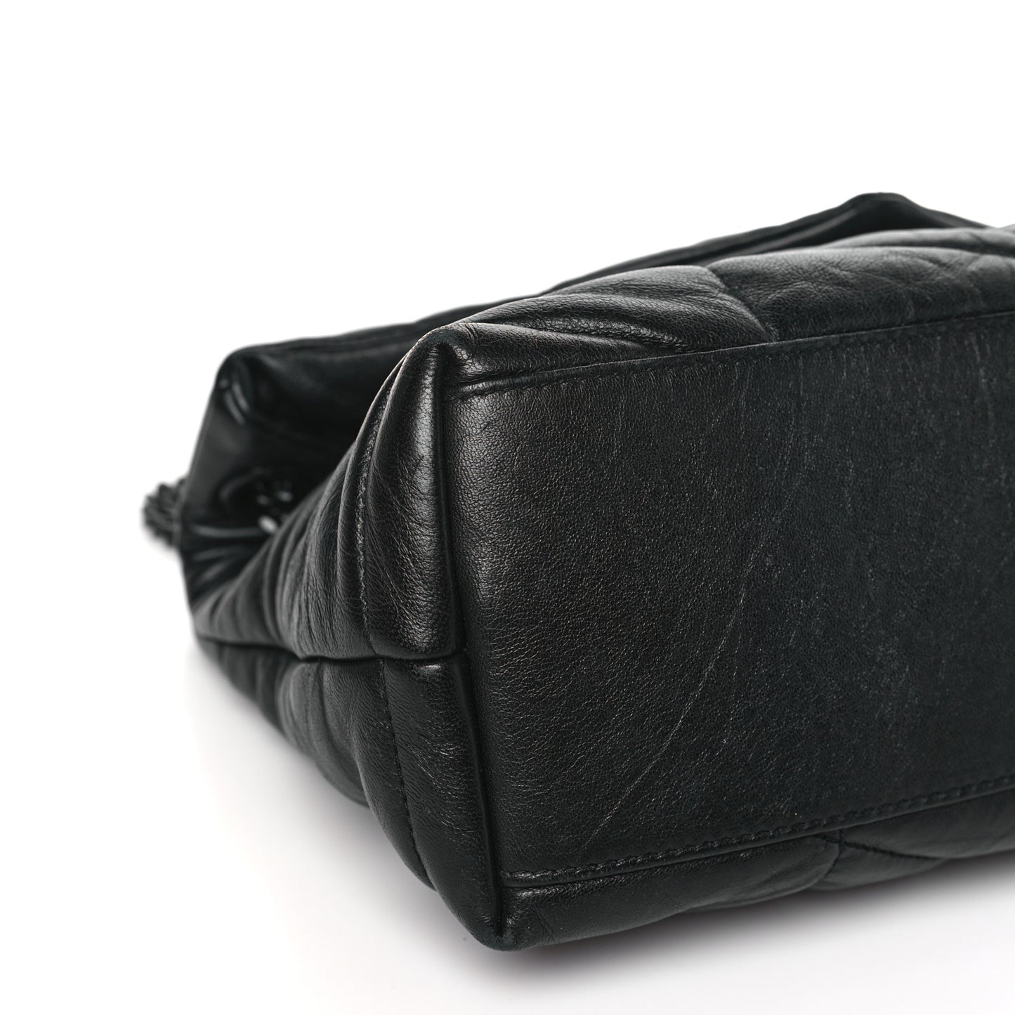 Lambskin Quilted Monogram Monochrome Small Loulou Puffer Chain Satchel Black