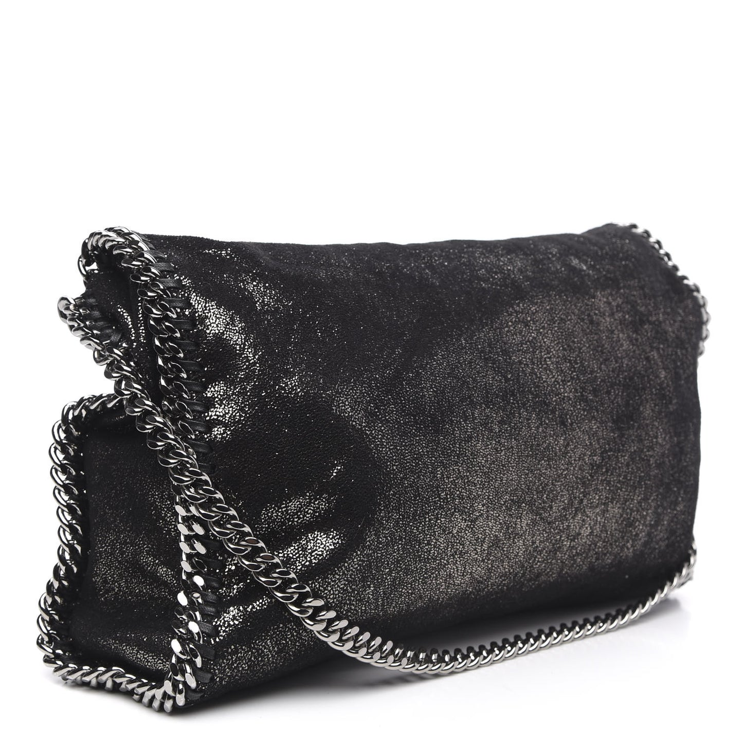 Chamois Shiny Dotted Falabella Fold Over Tote Ruthenium