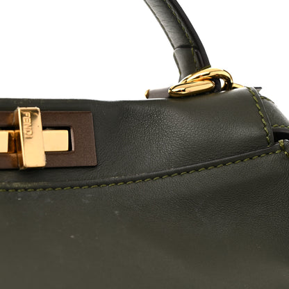 Fendi Vitello Seta Shiny Nappa Medium Peekaboo Iconic Satchel Verde Prato Makeup 16 of 18