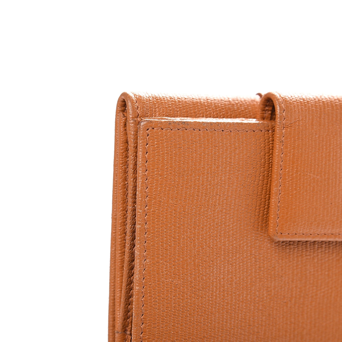 Coated Calfskin Classic Y Compact Wallet Brown