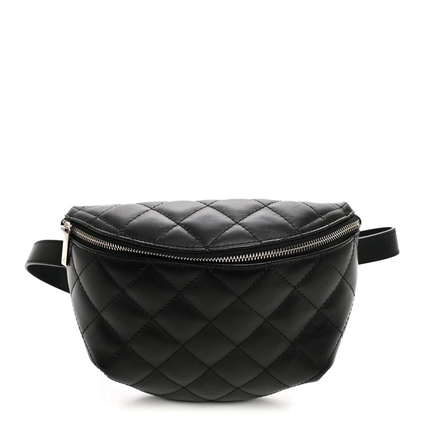 Calfskin Quilted Uniform Waist Belt Bag Black