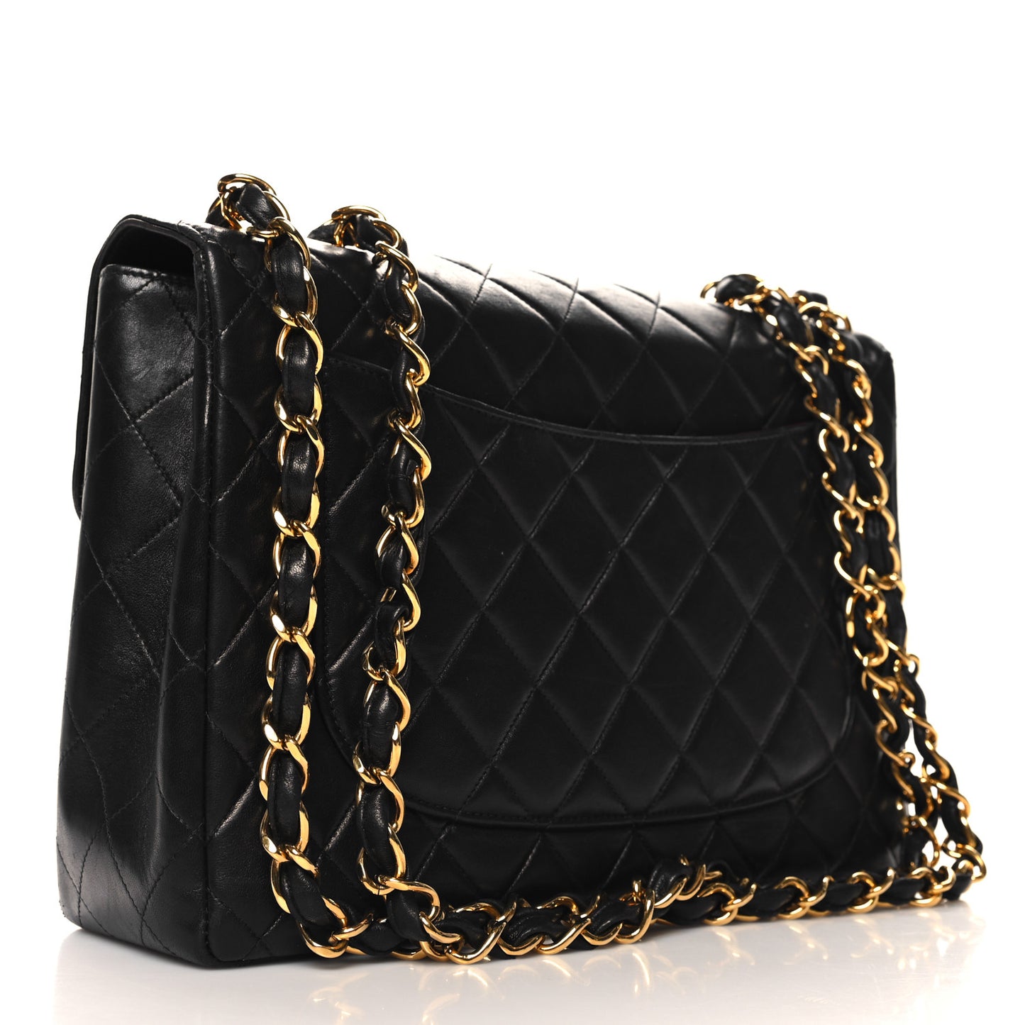 Lambskin Quilted Jumbo Single Flap Black