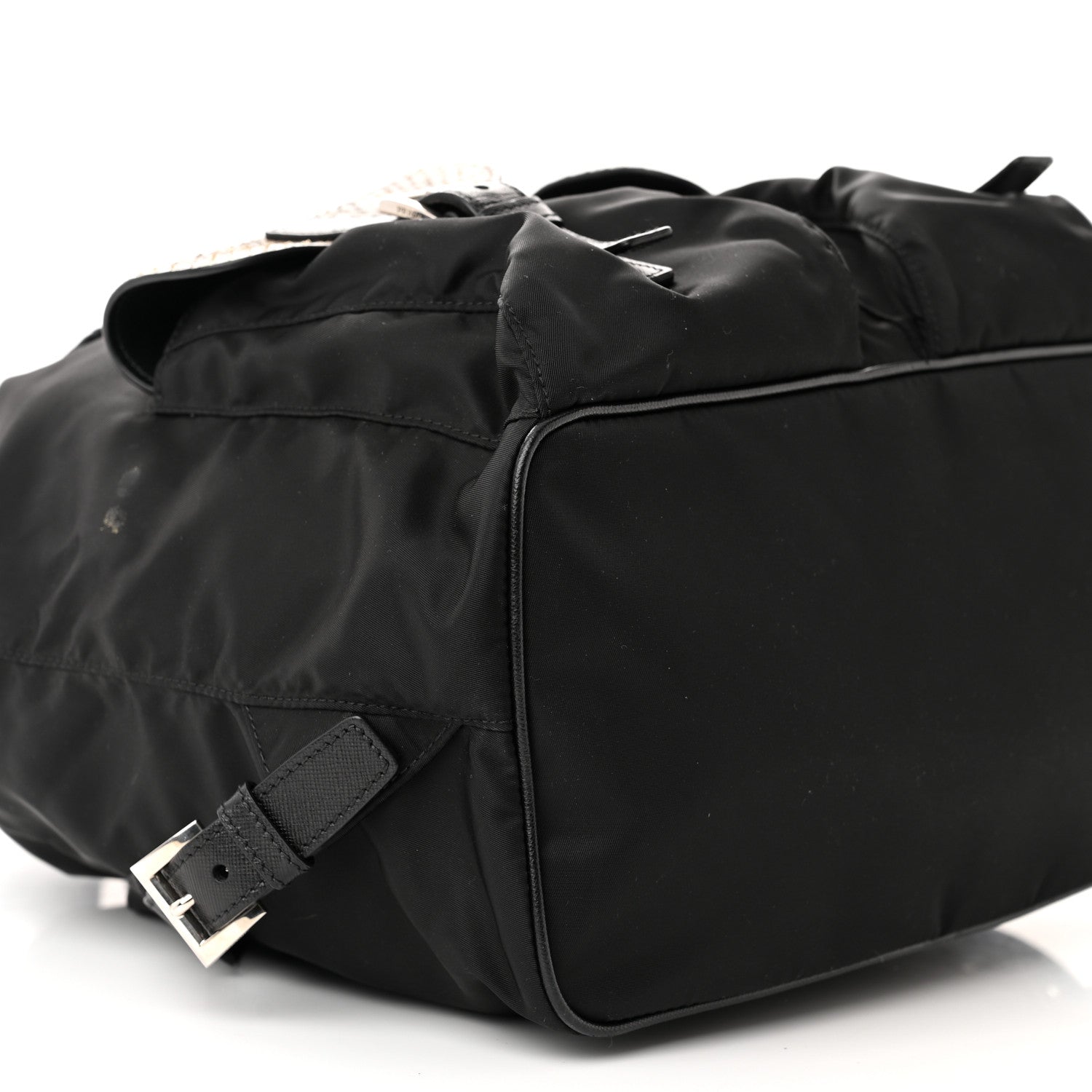 Prada Tessuto Nylon Snakeskin Saffiano Medium Backpack Black Roccia 9 of 11