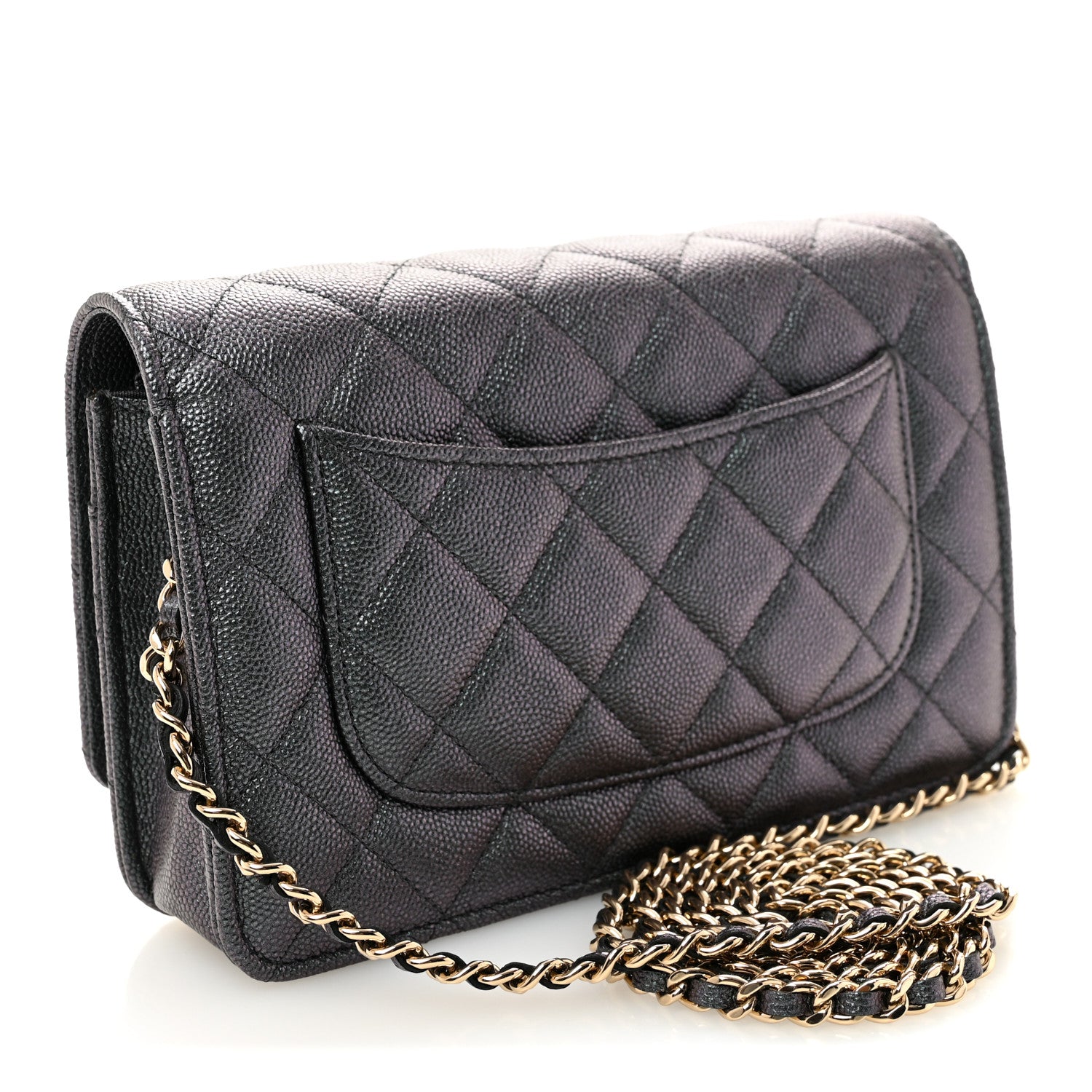 Chanel Iridescent Caviar Quilted Wallet On Chain WOC Green 2 of 10