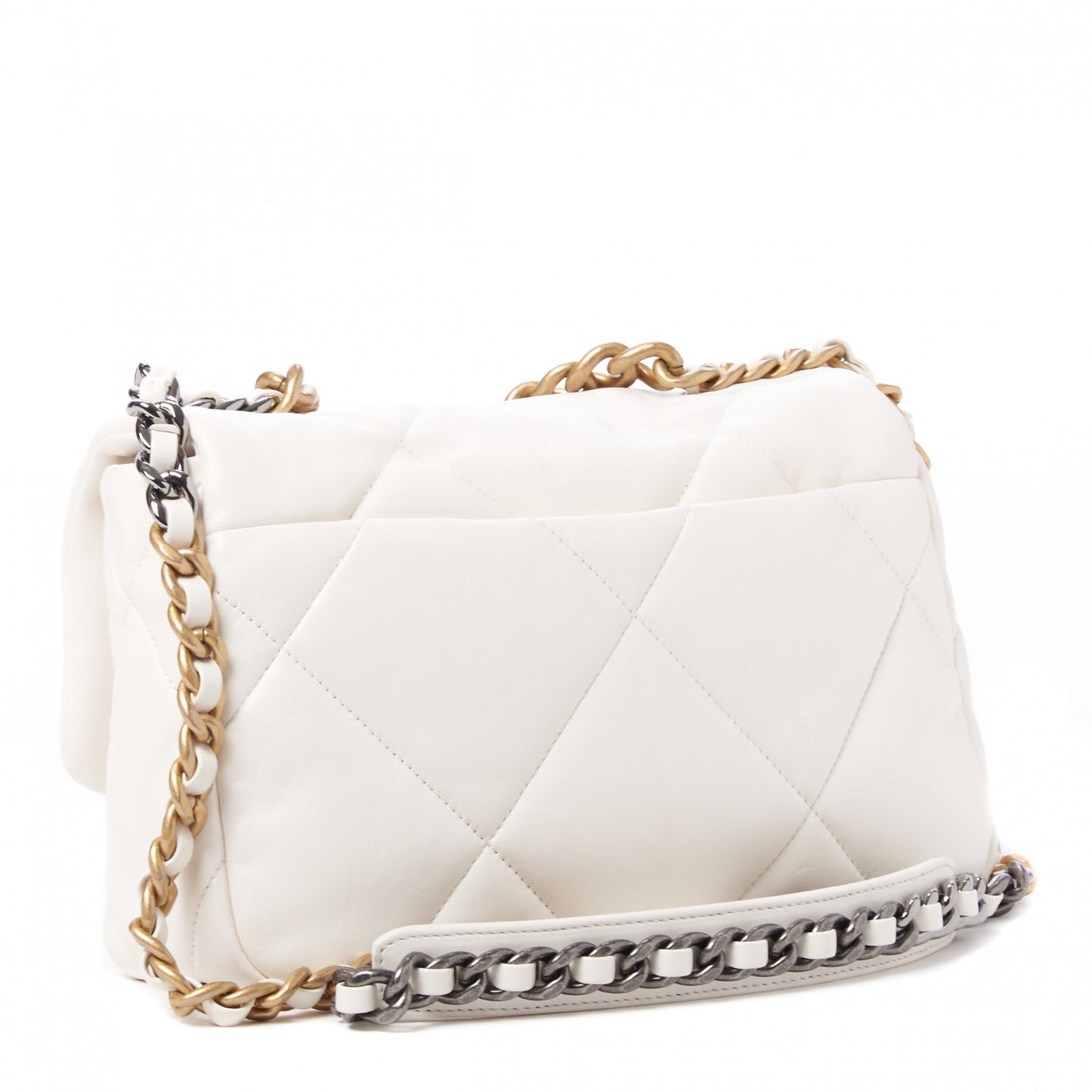 Lambskin Quilted Medium Chanel 19 Flap White