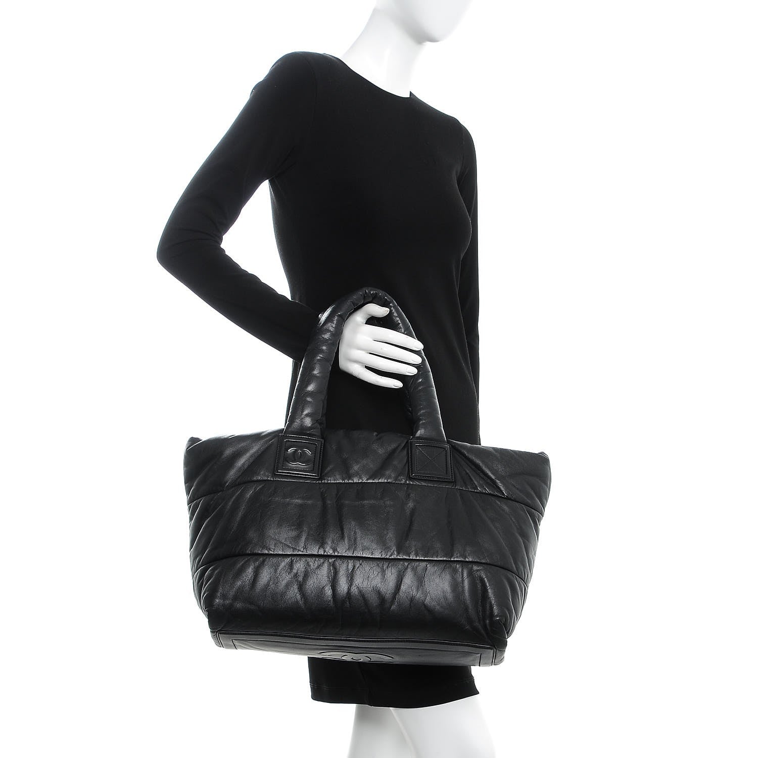 Chanel Lambskin Quilted Medium Coco Cocoon Reversible Tote Black 2 of 10